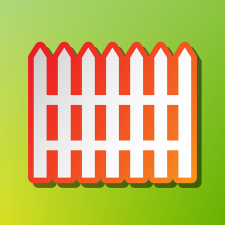 Fence simple sign. Contrast icon with reddish stroke on green backgound.のイラスト素材