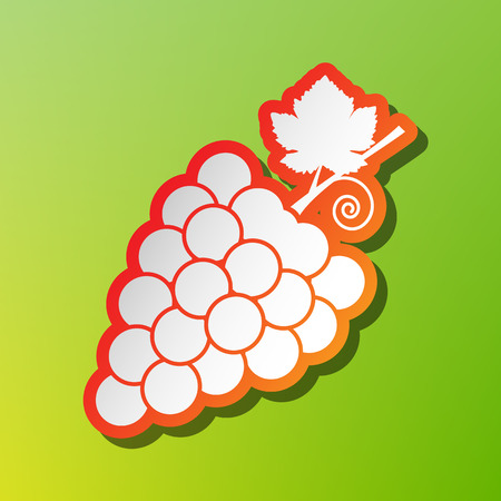Grapes sign illustration. Contrast icon with reddish stroke on green backgound.のイラスト素材