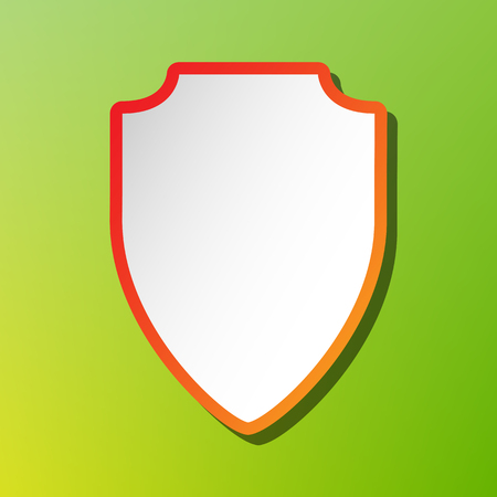 Shield sign illustration. Contrast icon with reddish stroke on green backgound.のイラスト素材