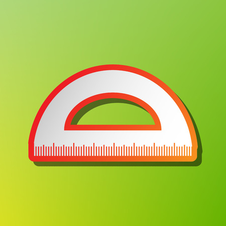 Ruler sign illustration. Contrast icon with reddish stroke on green backgound.のイラスト素材