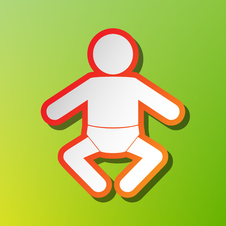Baby sign illustration. Contrast icon with reddish stroke on green backgound.のイラスト素材