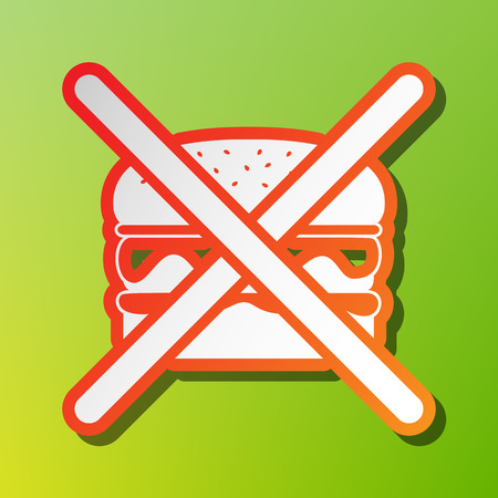 No burger sign. Contrast icon with reddish stroke on green backgound.のイラスト素材
