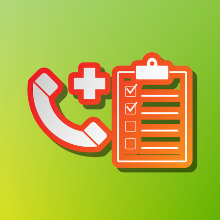 Medical consultration sign. Contrast icon with reddish stroke on green backgound.のイラスト素材