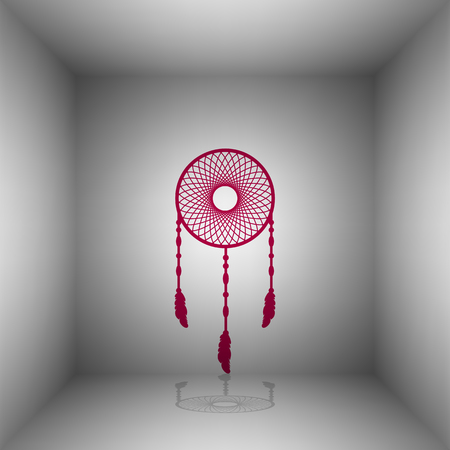 Dream catcher sign. Bordo icon with shadow in the room.のイラスト素材