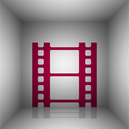 Reel of film sign. Bordo icon with shadow in the room.のイラスト素材