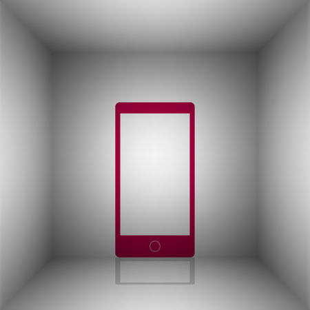 Abstract style modern gadget with blank screen. Template for any content. Bordo icon with shadow in the room.のイラスト素材