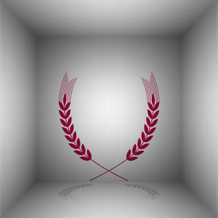 Wheat sign illustration. Bordo icon with shadow in the room.のイラスト素材