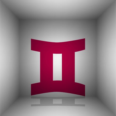 Gemini sign. Bordo icon with shadow in the room.のイラスト素材