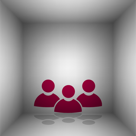 Team work sign. Bordo icon with shadow in the room.のイラスト素材