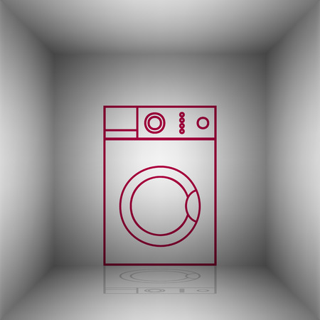 Washing machine sign. Bordo icon with shadow in the room.のイラスト素材