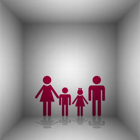 Family sign. Bordo icon with shadow in the room.のイラスト素材