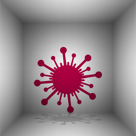 Virus sign illustration. Bordo icon with shadow in the room.のイラスト素材