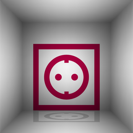 Electrical socket sign. Bordo icon with shadow in the room.のイラスト素材