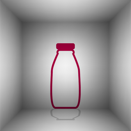 Milk bottle sign. Bordo icon with shadow in the room.のイラスト素材