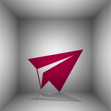 Paper airplane sign. Bordo icon with shadow in the room.のイラスト素材