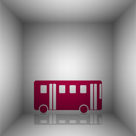 Bus simple sign. Bordo icon with shadow in the room.のイラスト素材