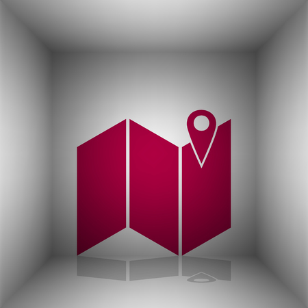 Pin on the map. Bordo icon with shadow in the room.のイラスト素材