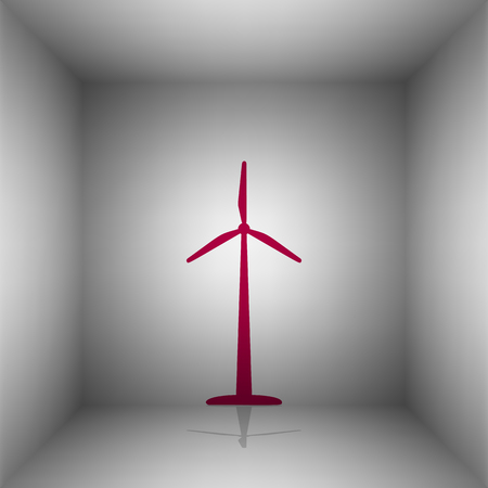 Wind turbine logo or sign. Bordo icon with shadow in the room.のイラスト素材