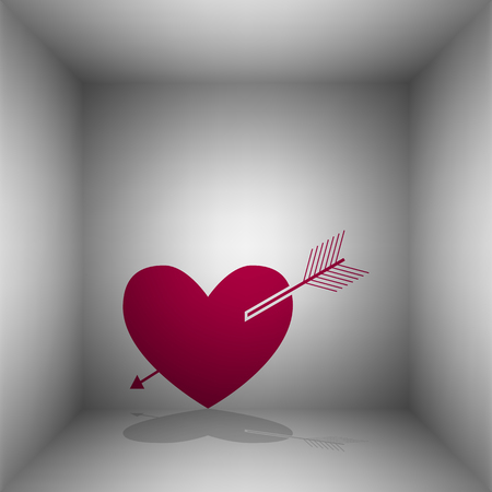 Arrow heart sign. Bordo icon with shadow in the room.のイラスト素材