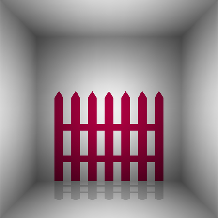 Fence simple sign. Bordo icon with shadow in the room.のイラスト素材