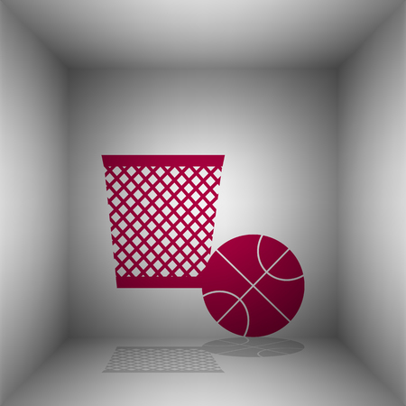 Trash sign illustration. Bordo icon with shadow in the room.のイラスト素材