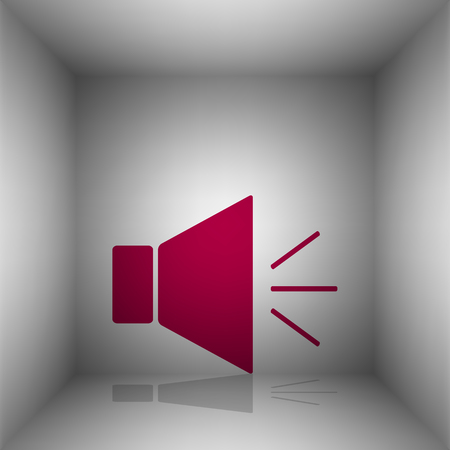 Sound sign illustration with mute mark. Bordo icon with shadow in the room.のイラスト素材
