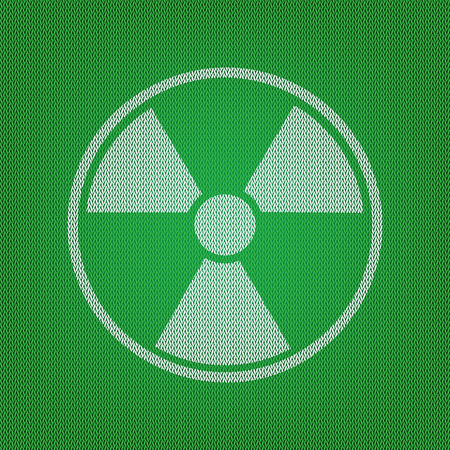 Radiation Round sign. white icon on the green knitwear or woolen cloth texture.のイラスト素材