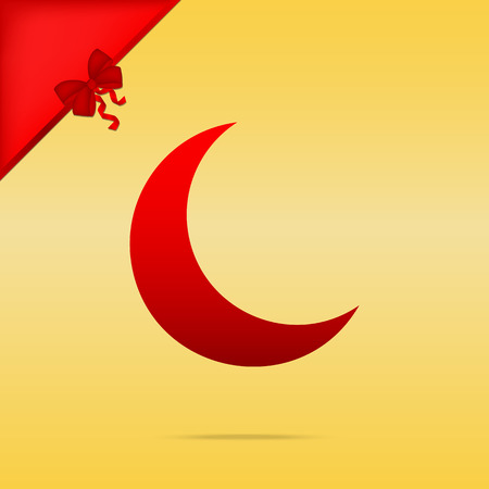 Moon sign illustration. Cristmas design red icon on gold background.のイラスト素材