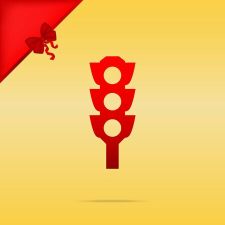 Traffic light sign. Cristmas design red icon on gold background.のイラスト素材