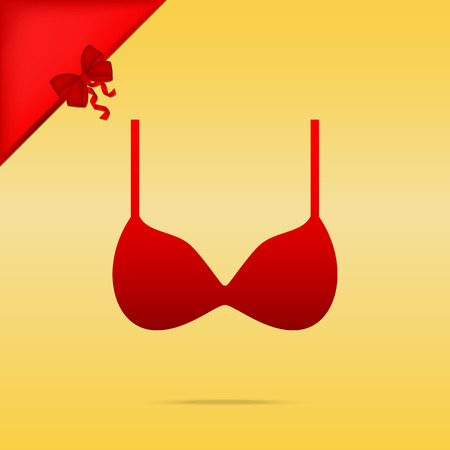 Bra simple sign. Cristmas design red icon on gold background.のイラスト素材