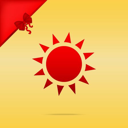 Sun sign illustration. Cristmas design red icon on gold background.のイラスト素材