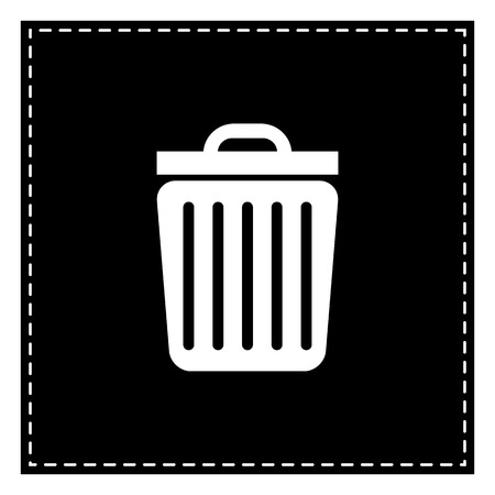 Trash sign illustration. Black patch on white background. Isolated.のイラスト素材