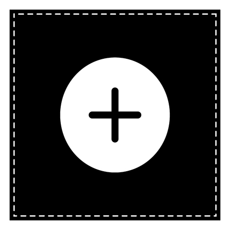 Positive symbol plus sign. Black patch on white background. Isolated.のイラスト素材