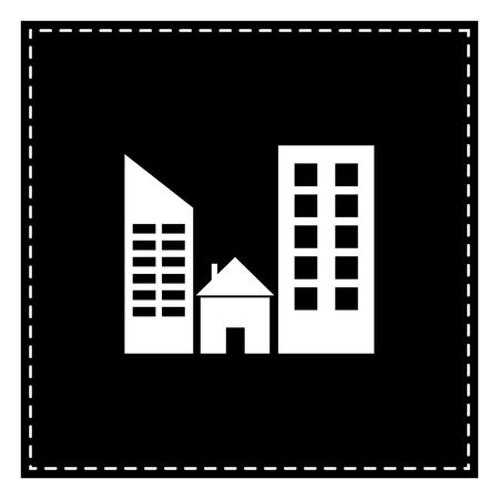 Real estate sign. Black patch on white background. Isolated.のイラスト素材