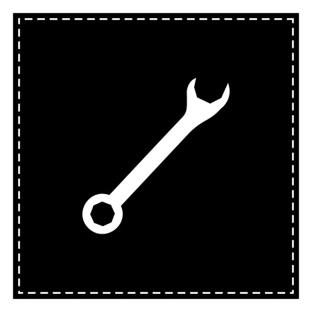 Crossed wrenches sign. Black patch on white background. Isolated.のイラスト素材