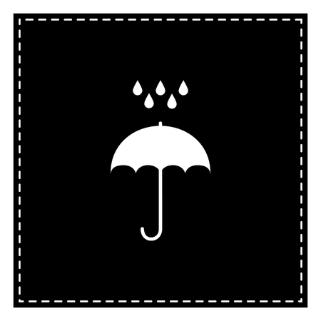 Umbrella with water drops. Rain protection symbol. Flat design style. Black patch on white background. Isolated.のイラスト素材