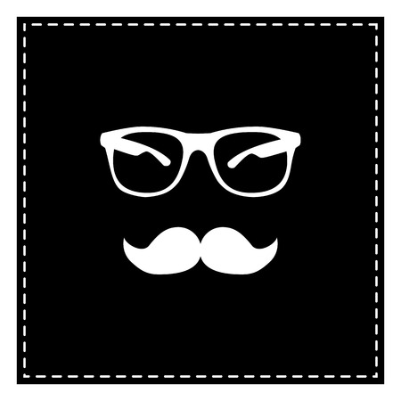 Mustache and Glasses sign. Black patch on white background. Isolated.のイラスト素材