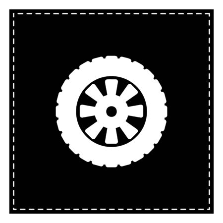 Road tire sign. Black patch on white background. Isolated.のイラスト素材