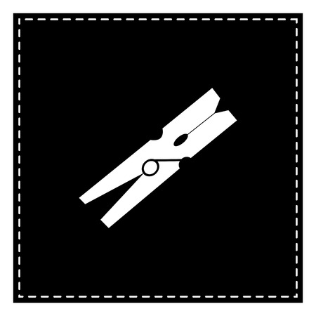 Clothes peg sign. Black patch on white background. Isolated.のイラスト素材