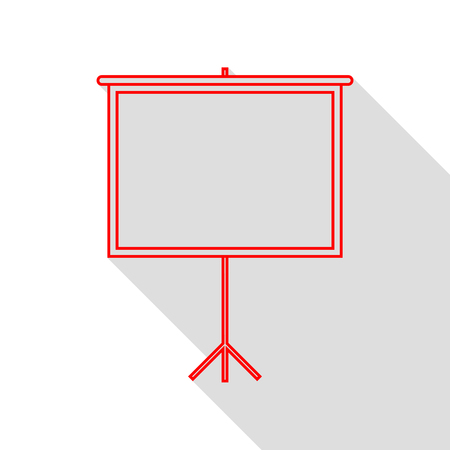 Blank Projection screen. Red icon with flat style shadow path.のイラスト素材