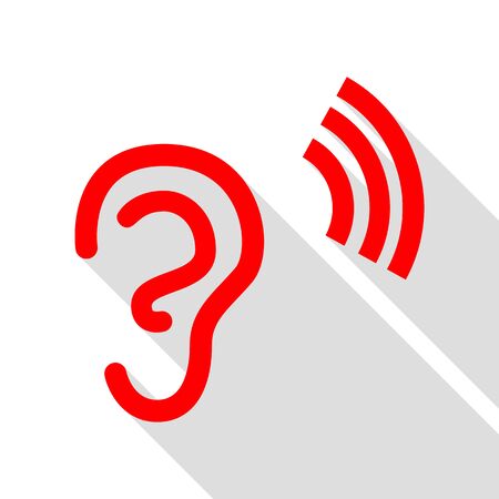 Human ear sign. Red icon with flat style shadow path.のイラスト素材