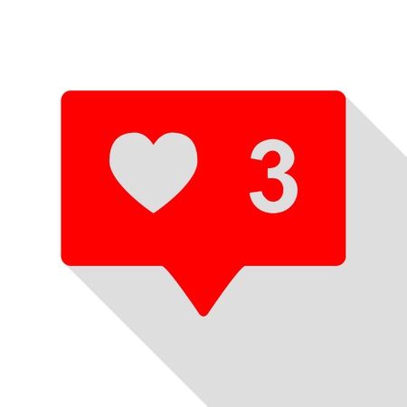 Like and comment sign. Red icon with flat style shadow path.