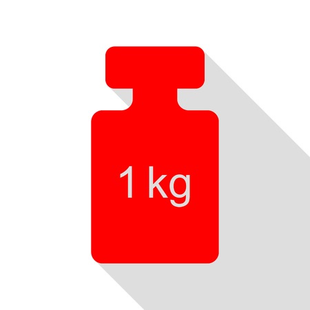 Weight simple sign. Red icon with flat style shadow path.のイラスト素材