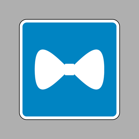 Bow Tie icon. White icon on blue sign as background.のイラスト素材