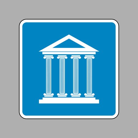 Historical building illustration. White icon on blue sign as background.のイラスト素材