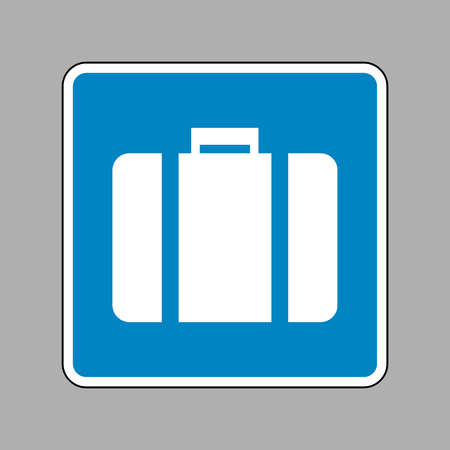 Briefcase sign illustration. White icon on blue sign as background.のイラスト素材