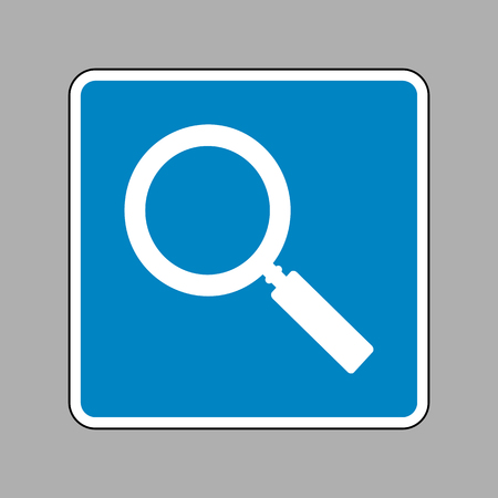 Zoom sign illustration. White icon on blue sign as background.のイラスト素材