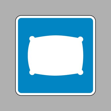 Pillow sign illustration. White icon on blue sign as background.のイラスト素材