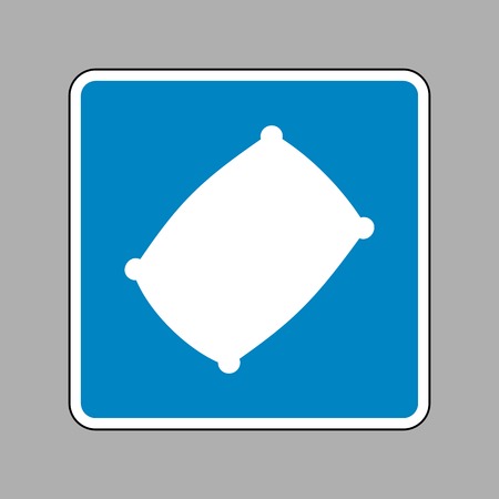 Pillow sign illustration. White icon on blue sign as background.のイラスト素材