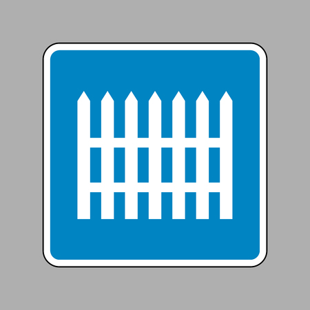 Fence simple sign. White icon on blue sign as background.のイラスト素材